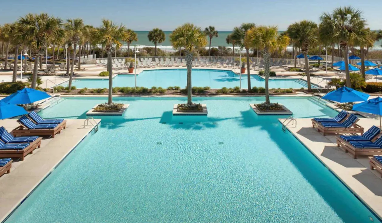 Marriott Myrtle Beach pool with palm trees